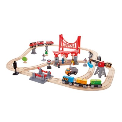 Children's multifunctional educational wooden track tank car train racing toy set track, children's track slot educational toy